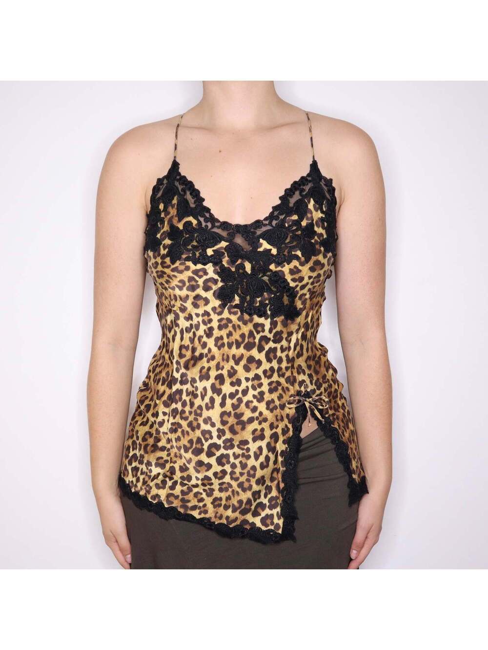 Y2K LA PERLA Silk Blend Leopard Print Camisole (XS)